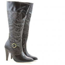 Stivali donna 1108 crepe vernice caffè