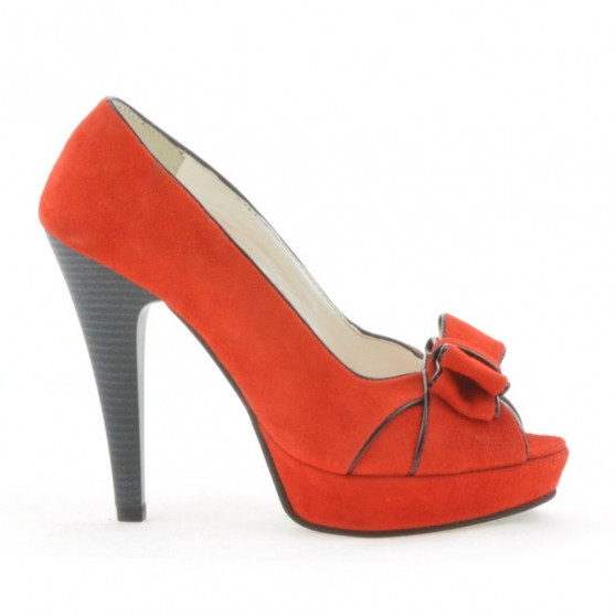 Sandali donna 1099 camoscio rosso+nero