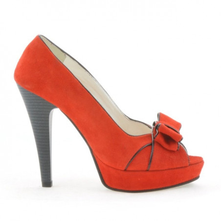 Sandali donna 1099 camoscio rosso+nero