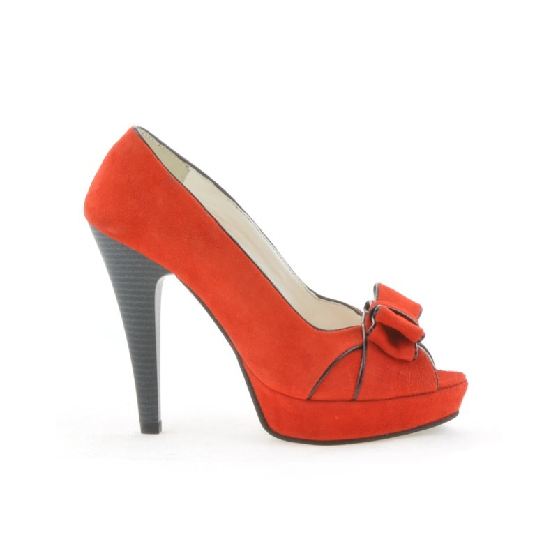 Sandali donna 1099 camoscio rosso+nero