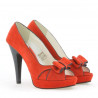 Sandali donna 1099 camoscio rosso+nero