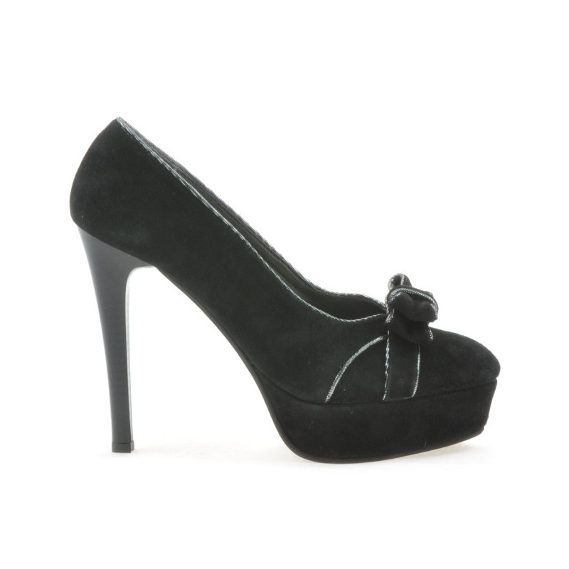 Scarpe eleganti da donna 1095 nero antilope+argento