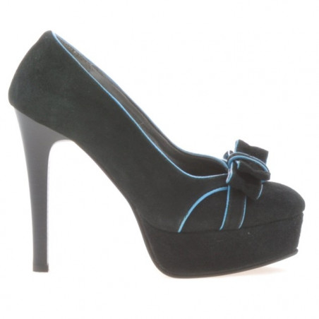 Scarpe eleganti donna 1095 antilope nera+turchese