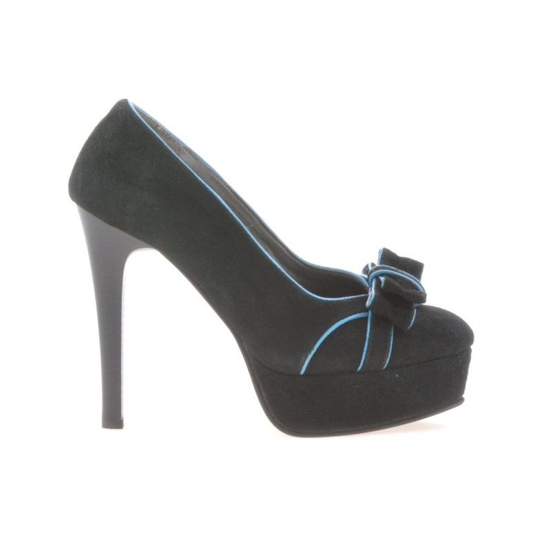 Scarpe eleganti donna 1095 antilope nera+turchese