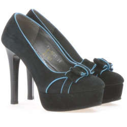 Scarpe eleganti donna 1095 antilope nera+turchese