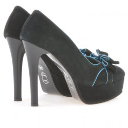 Scarpe eleganti donna 1095 antilope nera+turchese
