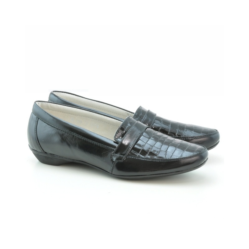 Scarpe casual donna (taglie grandi) 679m coccodrillo vernice nera