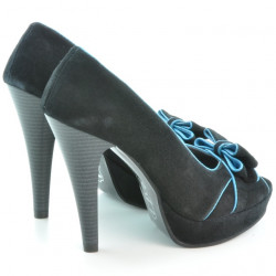 Sandali donna 1099 nero antilope+turchese