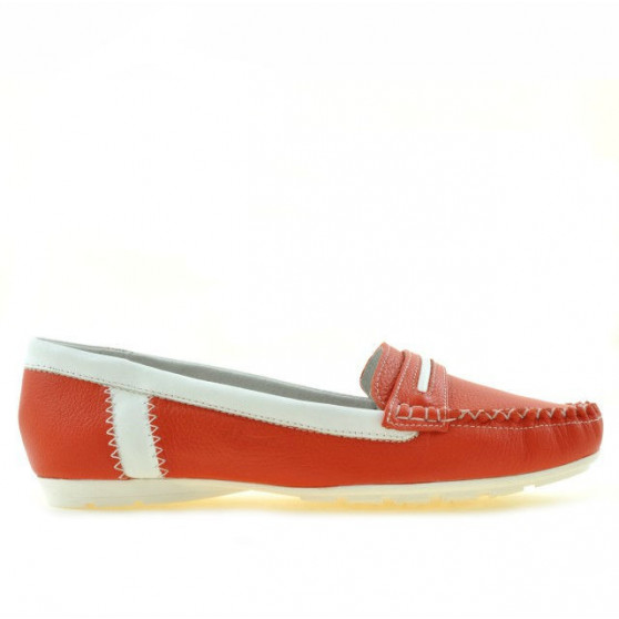 Mocassini donna 619 rosso corallo+bianco
