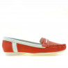 Mocassini donna 619 rosso corallo+bianco