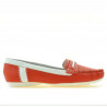 Mocassini donna 619 rosso corallo+bianco