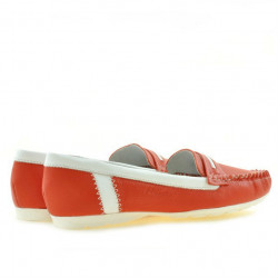 Mocassini donna 619 rosso corallo+bianco